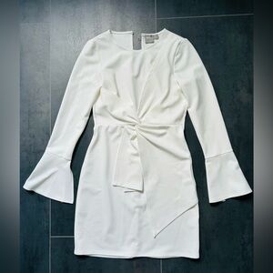 ASOS White Sheath Dress with Bell Sleeves and Crew Neck